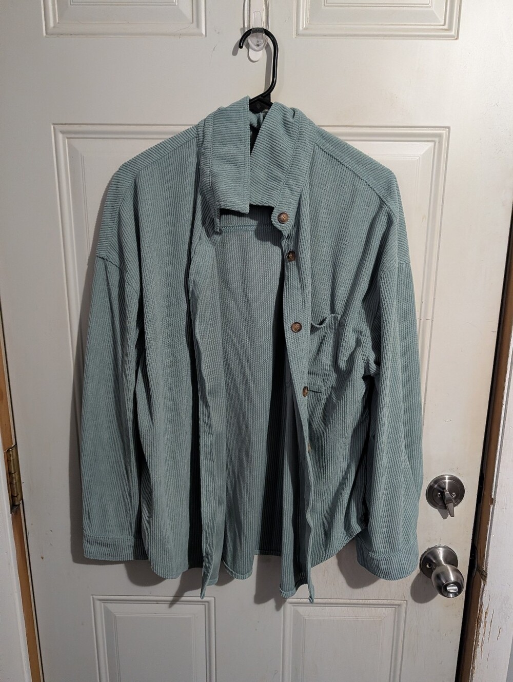 Womens Sage Green Corduroy Button-Up Jacket